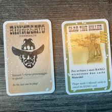 Load image into Gallery viewer, A close up of a renegade card and a character card with braille on them.
