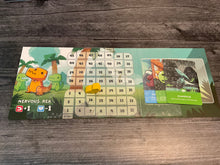 Load image into Gallery viewer, The player board. The board has a transparent braille overlay. Disaster cards are also on the board in the appropriate spot.
