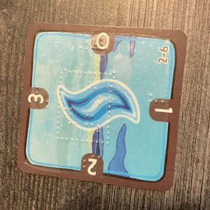 A natural gas card. It is rotated to indicate that the player has 0 natural gas. On braille it also indicates it is intended to be used in 2-6 player games