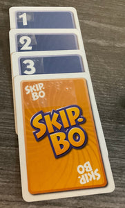 A sequence of cards 1-4, with the 4 being replaced with a skip-bo card.