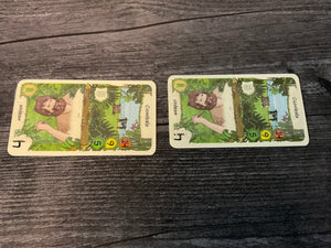 Some of the challenge cards. Transparent braille is on both of the cards.