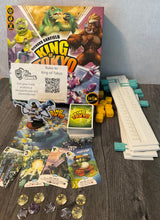 Load image into Gallery viewer, The game with the accessibility kit. Tokens with braille, plastic replacement sliders for tracking stars and hp, replacement 3d dice and cards with braille on them.
