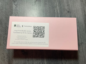 Picture of the box of the game. It is pink instead of black so that I don't accidently send the wrong version to a community group... again.