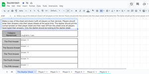 This is the picture of the part of the spreadsheet that has everyone's answers. Nobody knows which person submitted which answer.